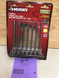 lot 96 image: Husky 38 in. Drive SAE Long Ball Bit Socket Set (7-Piece)