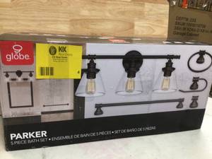 Globe Electric Parker 3-Light Oil Rubbed Bronze 5-Piece All-In-One Bath Light Set