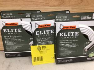 (3 units) Frost King 34 in. x 12 in. x 84 in.White Elite Lifetime Door Weatherseal Replacement open box