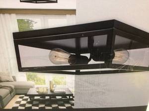 Globe Electric Memphis 2-Light Dark Bronze Flush Mount Ceiling Light Open box