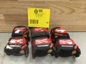 (6) Milwaukee 25ft15ft measuring tape