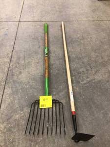 Assorted garden tools open box