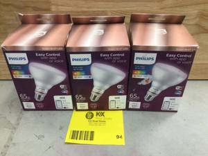 (3 units ) Philips Color and Tunable White BR30 LED 65-Watt Equivalent Dimmable Smart Wi-Fi Wiz Connected Wireless Light Bulb open box