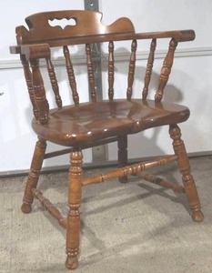 lot 50 image: wood spindle barrel chair