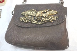 lot 60 image: womens leather clutch and vintage earringsnecklace