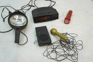 lot 223 image: car light, flashlights, radio alarm clock and recorder