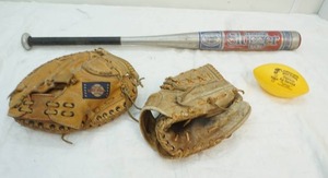 lot 228 image: baseball gloves and bat-Louisville Slugger