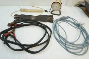 lot 232 image: extension cord, surge protector, work light, jumper cables