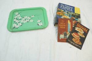 lot 240 image: cookbooks and serving trays
