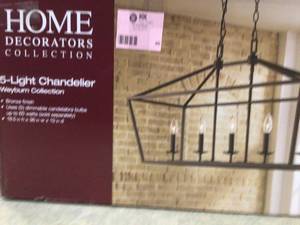 Home Decorators Collection Weyburn 5-Light 36 in. Bronze Caged Farmhouse Linear Island Hanging Chandelier for Kitchen