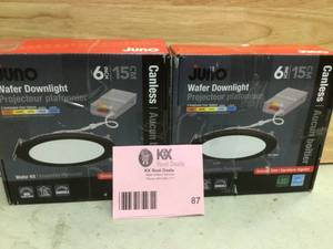 Juno Contractor Select WF6 SWW5 6 in. Selectable CCT Ultra Slim Canless Integrated LED Black Recessed Light(2 units) open box