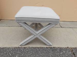 Silver Tack Trim Ottoman 21x21x18-12 Tall