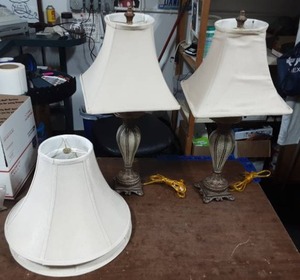 Pair Of 27 Lamps And 2-Other Lined Lamp Shades