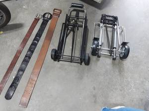 2-Folding Luggage Carts, 3-Belts (Ladies) 2-Leather, 1-Cole Haan