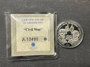 lot 64 image: 2000 Liberia 5 Dollar Coin
