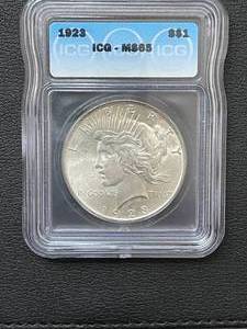 lot 86 image: 1923 Peace Dollar ICG MS65
