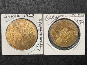 lot 92 image: Seattle Worlds Fair and Oregon Tokens