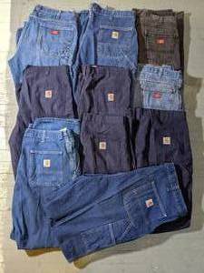 lot 08 image: 10 Pairs - 3 Dickees Denim - 7 Carhartt Dungaree (38 x 30 to 34)