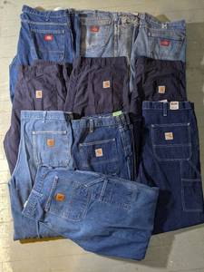 lot 07 image: 10 Pairs - 3 Dickees Denim - 7 Carhartt Dungaree (38 x 30 to 32)