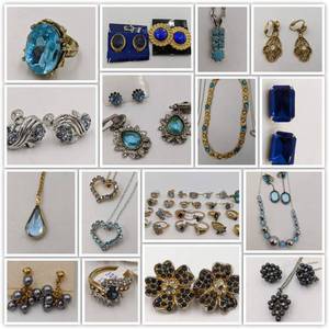 lot 15 image: Huge Lot of 1970s-1980s Vintage Deadstock Jewelry-Gold-Plated Earrings, Rings, Necklaces, and More
