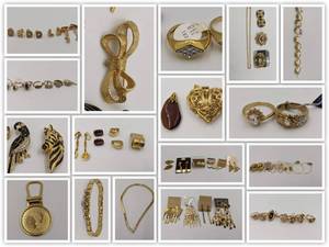 lot 18 image: Huge Lot of 1970s-1980s Vintage Deadstock Jewelry-Gold-Plated Earrings, Rings, Necklaces, and More