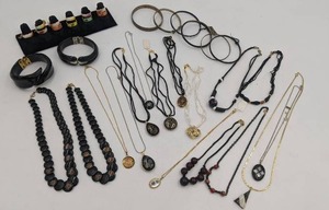 lot 31 image: Huge Lot of 1970s-1980s Vintage Deadstock Jewelry-Enamel, Cloisonne, and Gold-Plated, Rings, Bracelets, Necklaces, and More
