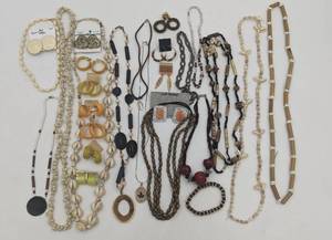 lot 33 image: Huge Lot of 1970s-1980s Vintage Deadstock Jewelry-Resin, Gold-Plate and Enamel, Shells , and Beaded Earrings, Necklaces, and More