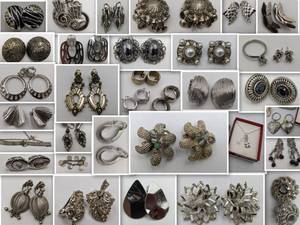 lot 44 image: Huge Lot of 1970s-1980s Vintage Deadstock Jewelry-Silver-Plated Earrings and Necklaces