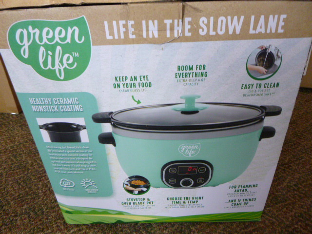 GreenLife Healthy Cook Duo 6 Quart Slow Cooker, Turquoise