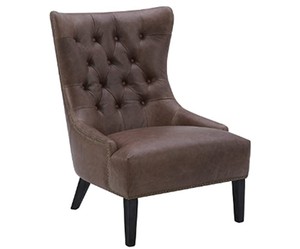 lot 25 image: NEW Amazon Brand Stone & Beam Kingsolver Tufted Leather Living Room Accent Chair