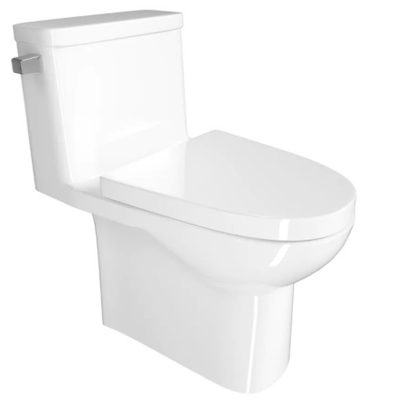 lot 682 image: Lordear 12 in. Rough-In 1-Piece 1.28 GPF Left Side Single Flush Elongated Toilet in White with Comfort Seat Height Seat Included