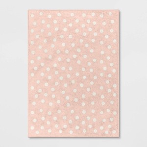 lot 650 image: Pink  White Polka Dot 5 x 7 Rug - by Pillowfort