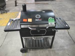 lot 658 image: Royal Gourmet Charcoal Grill with 2 Side Table in Black AS-IS