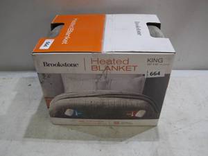 lot 664 image: Brookstone Light Gray - Heated Blanket Dual Zone Warming King Size 100 X 90