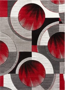 lot 681 image: Well Woven Ruby Collection Yolo Red Grey Modern Rug - 53 x 73 Size