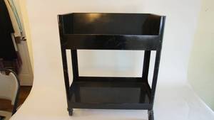 lot 9 image: Antique metal rolling book cart
