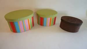 lot 16 image: Three unique storage bins with the largest measuring 12 inches long