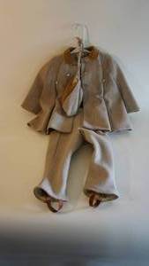 lot 24 image: Vintage childs hand sewn winter three piece Wool outfit