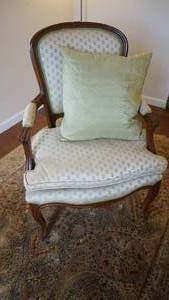lot 63 image: French-Style arm chair with Spring cushionEastlake Mahogany Walnut