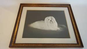 lot 105 image: Beautiful puppy print matted and framed 27 x 24
