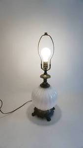 lot 111 image: Vintage table lamp with beautiful milk glass Base  24 inches tall