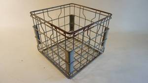 lot 120 image: Heavy steel milk crate 13 in. 11 inches tall