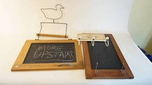 lot 127 image: Home DeCor lot including two kitchen cupboard chalkboards and wall decor