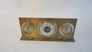 lot 137 image: Unique vintage brass table top barometer