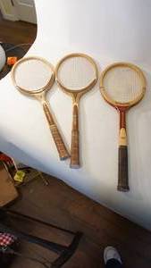 lot 176 image: Lots of three vintage tennis rackets