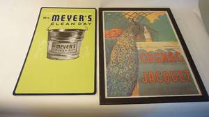 lot 229 image: 19 x 26 framed print COGNAC JACQUET, 15 x 24 Meyers clean day poster