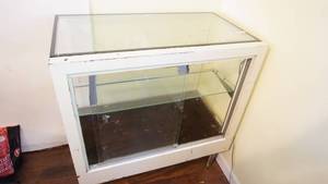lot 2A image: MetalGlass Antique floor display showcase on mid century style legs