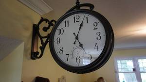 lot 402 image: Unique double sided wall mount clock