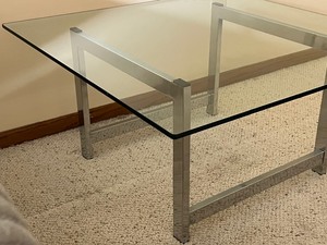 lot 11 image: Vintage Glass Top Chrome Base Coffee Table