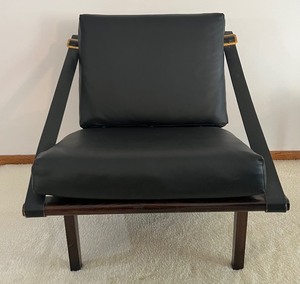 lot 2 image: Danish Modern Chair with Leather Straps